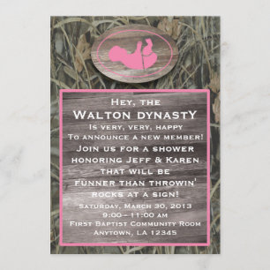 Pink Camo Baby Shower Invitation