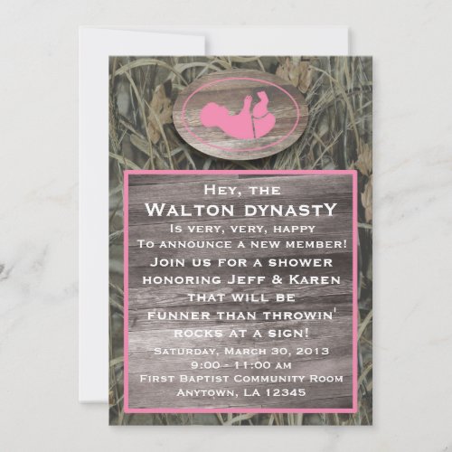 Pink Camo Baby Shower Invitation