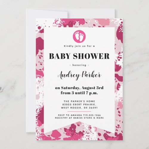 Pink Camo Baby Shower Invitations