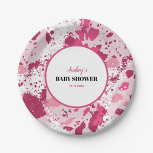 Pink Camo Baby Shower Paper Plates