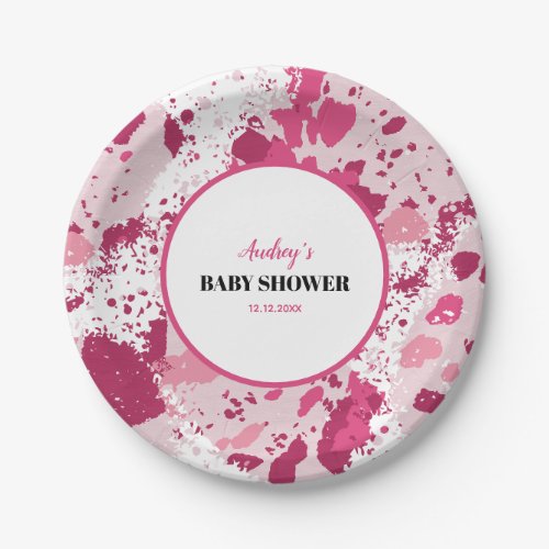 Pink Camo Baby Shower  Paper Plates
