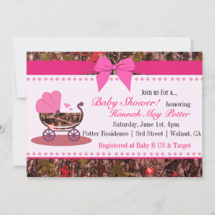 Pink Camo Baby Shower Party Invitation