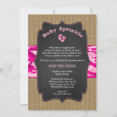 Pink Camo Baby Sprinkle Invite, camouflage burlap Invitation (Front)