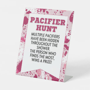 Pink Camo Birthday Party Supplies Baby Shower Pedestal Sign