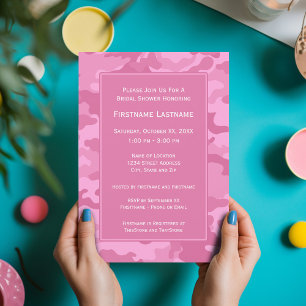 Pink Camo Bridal Shower or Engagement Party Invitation