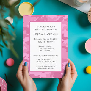 Pink Camo Bridal Shower or Engagement Party Invitation