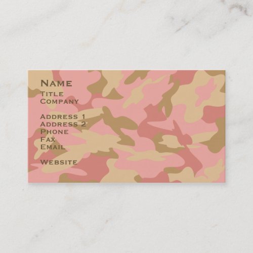 Pink Camo Business Cards  Contact Cards