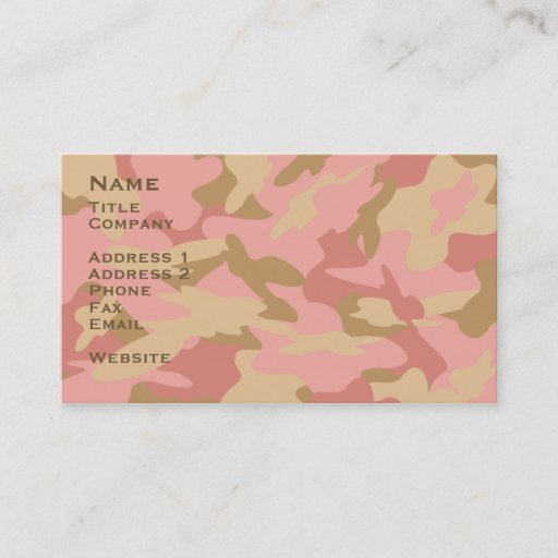 Customizable Pink Camo Contact Card / Profile Card Business Cards