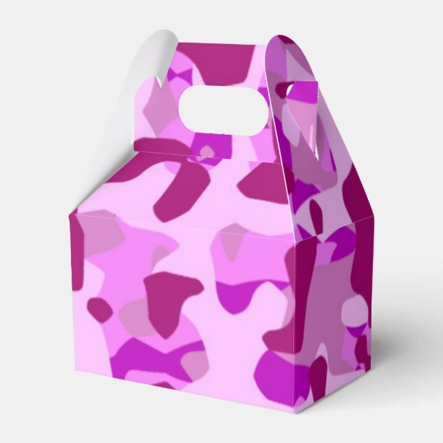 Pink Camo Camoflauge Birthday Party Favor Box (Front Side)