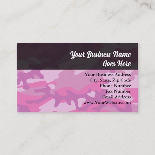 Pink Camo Camoflauge Business Card