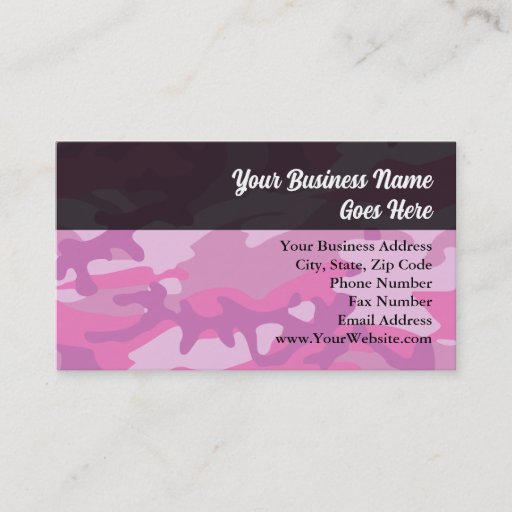 Customizable Pink Camo Camoflauge Business Card Template