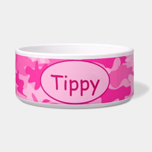 Pink Camo Camoflauge Custom Pet Bowl