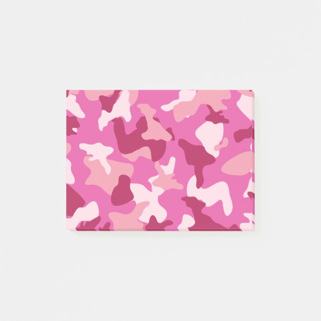 Pink camo camouflage army pattern post-it notes (Front)