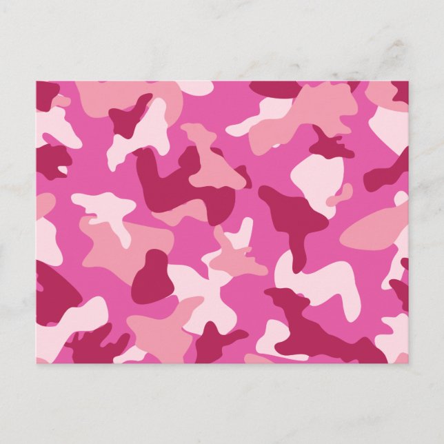 Pink camo camouflage army pattern postcard (Front)