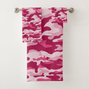 Pink Camo Camouflage Bath Towel Set