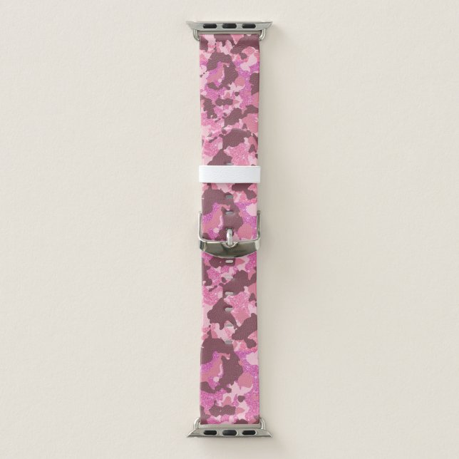 Pink Camo Camouflage Fun Glitter Apple Watch Band (Band)