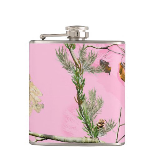 Pink Camo Camouflage Hunting Girl Whiskey Flask