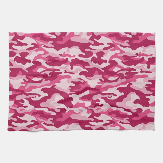 Pink Camo Camouflage Kitchen Towel (Horizontal)