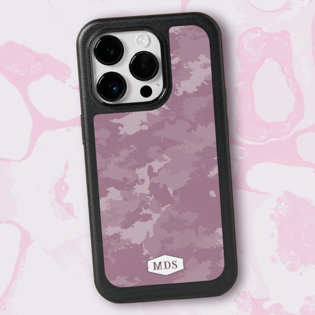 Pink Camo Camouflage Modern Monogram Otterbox iPhone Case (Perfect for pink camo case lovers and those who like protective pink OtterBox phone cases.)
