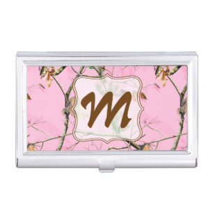 Pink Camo Camouflage Monogram Business Card Hold Case