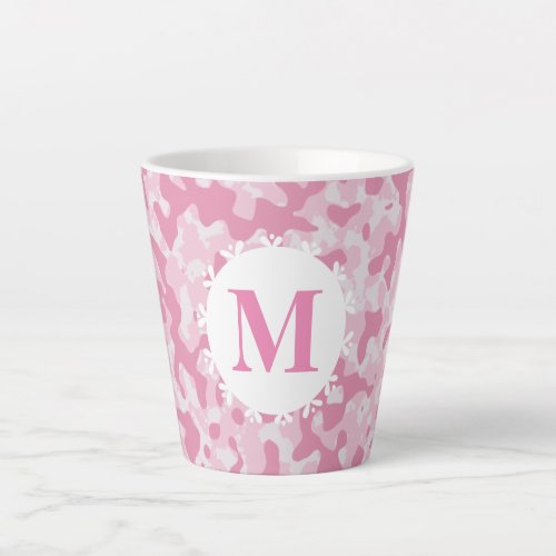 Pink Camo Camouflage Monogram Initial Latte Mug