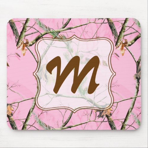 Pink Camo Camouflage Monogram Initial Mouse Pad
