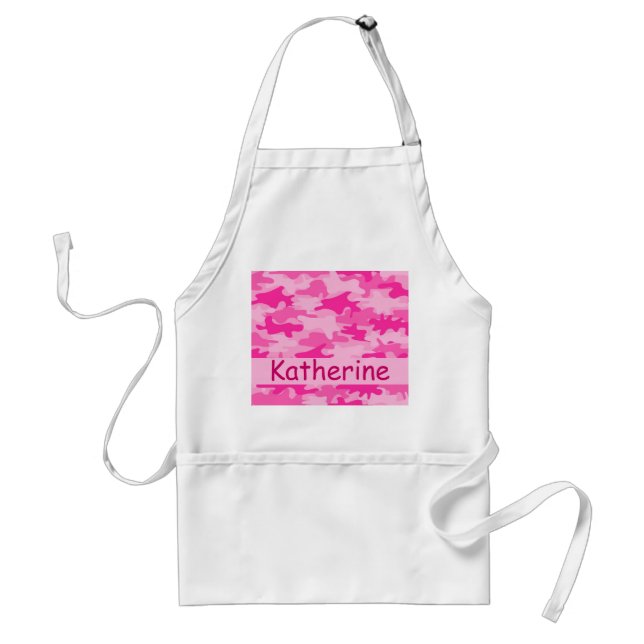 Pink Camo Camouflage Name Personalized Adult Apron (Front)