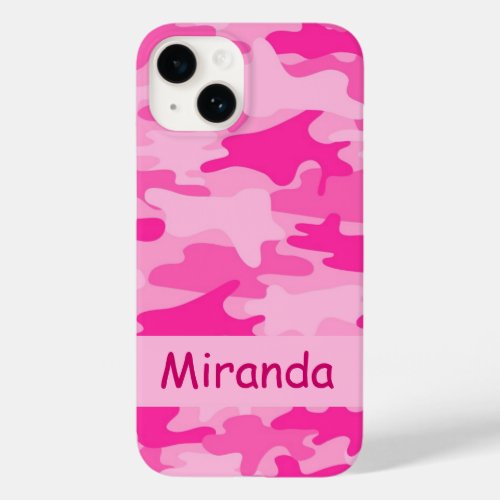 Pink Camo Camouflage Name Personalized Case_Mate iPhone 14 Case