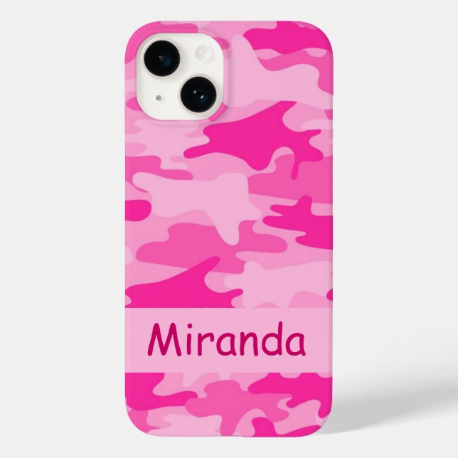 Pink Camo Camouflage Name Personalized Case-Mate iPhone Case (Back)