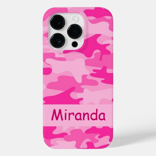 Pink Camo Camouflage Name Personalized Case_Mate iPhone 14 Pro Case