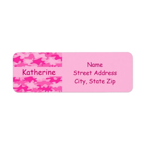 Pink Camo Camouflage Name Personalized Label