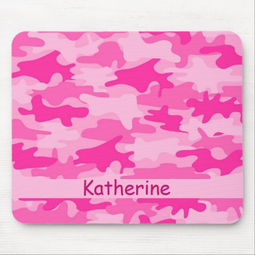 Pink Camo Camouflage Name Personalized Mouse Pad