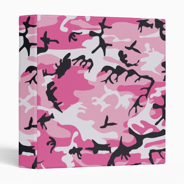 Pink Camo Camouflage Pattern 3 Ring Binder (Front/Spine)