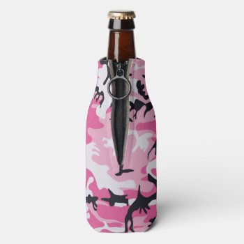 Pink Camo Camouflage Pattern Bottle Cooler by biutiful at Zazzle