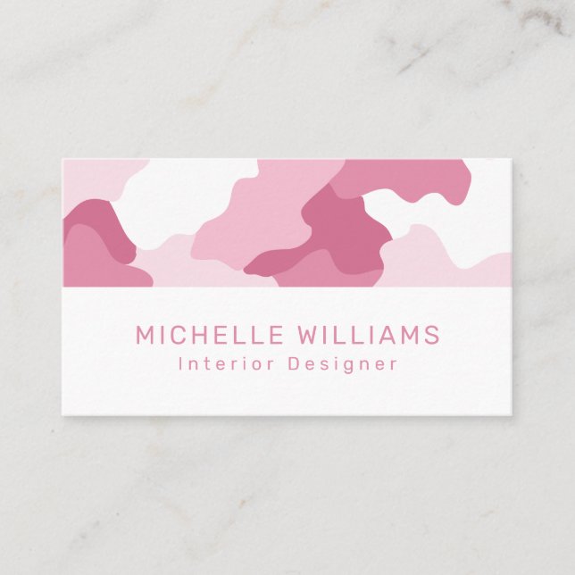 Pink Camo Camouflage Pattern Modern Professional Business Card (Front)