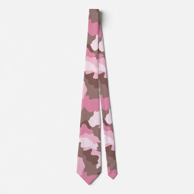 Pink Camo Camouflage  Pattern Neck Tie (Front)