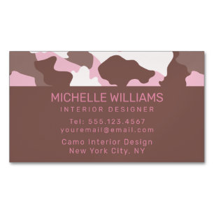 Pink Camo Camouflage Pattern Professional Business Card Magnet