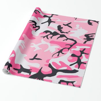 Pink Camo Camouflage Pattern Wrapping Paper by biutiful at Zazzle