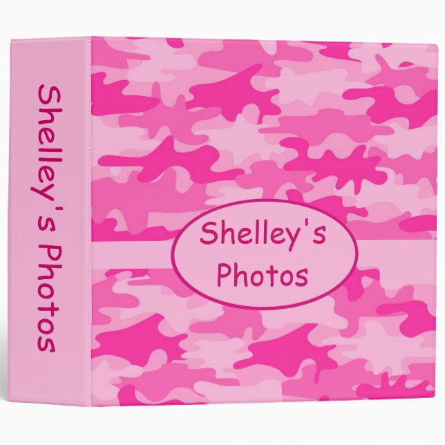 Pink Camo Camouflage Personalized Album Notebook Binder (Front/Spine)