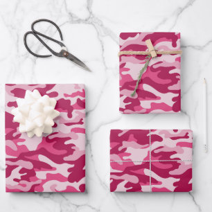 Pink Camo Camouflage Wrapping Paper Sheets