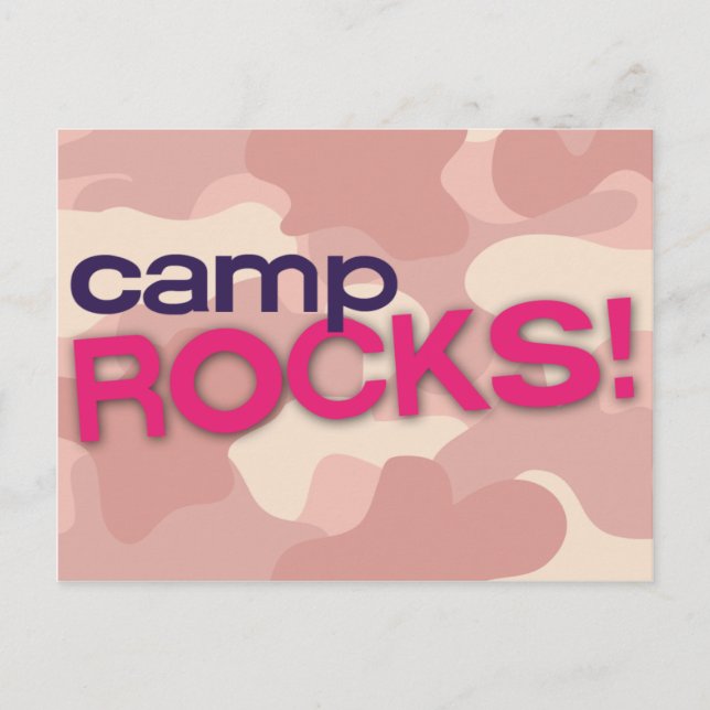 Pink Camo CAMP ROCKS! Postcard (Front)
