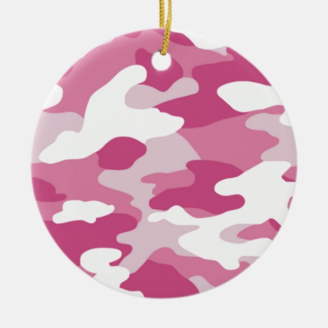 Pink Camo Ceramic Ornament (Front)