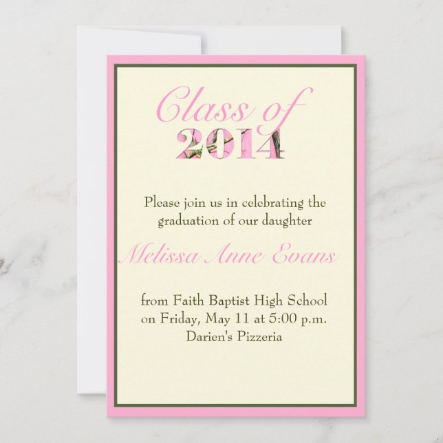 Pink Camo Class of 2014 Graduation Invitation (Front)