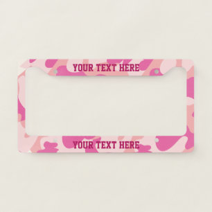 Pink Camo Custom Message License Plate Holder Frame