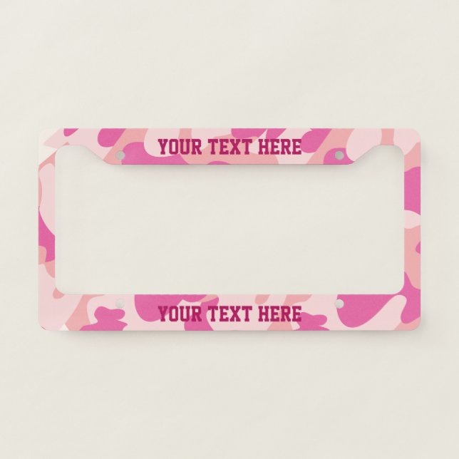 Pink Camo Custom Message License Plate Holder Frame (Front)