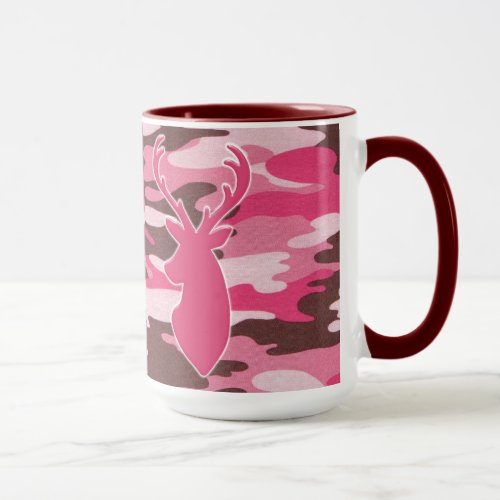 Pink camo deer head mug