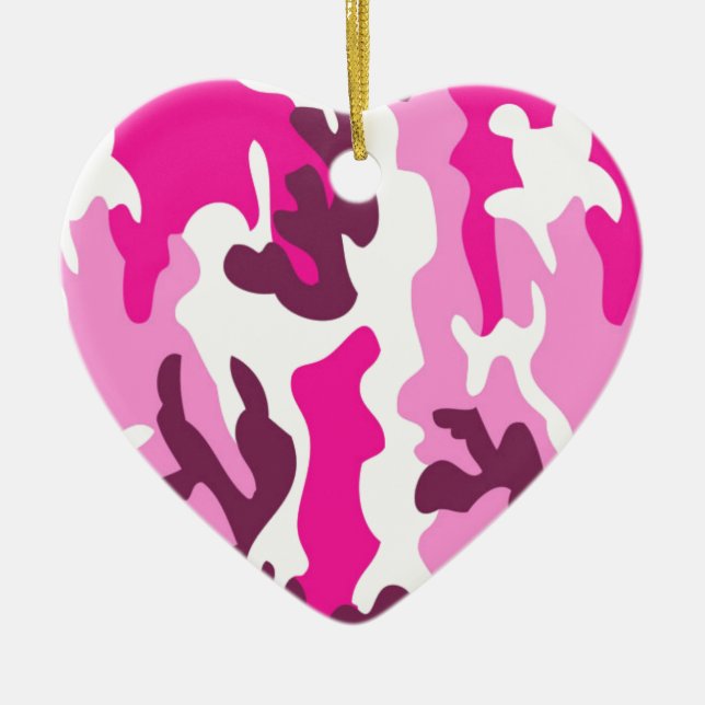 Pink Camo Design Ceramic Ornament (Front)