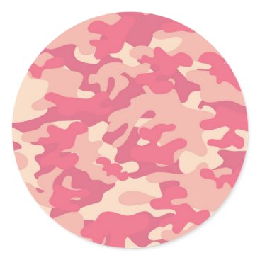 Pink Camo Design Classic Round Sticker Pink Camo Design Classic Round Sticker