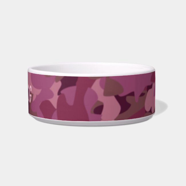 Pink Camo Dog Bowl Personalized Pet Camouflage