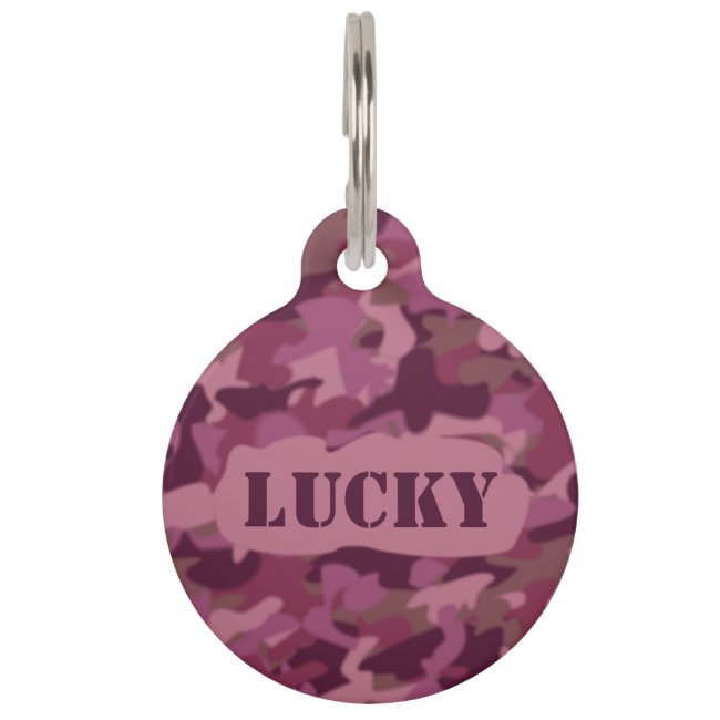 Pink Camo Dog Cat ID Tag Military Camouflage Pet